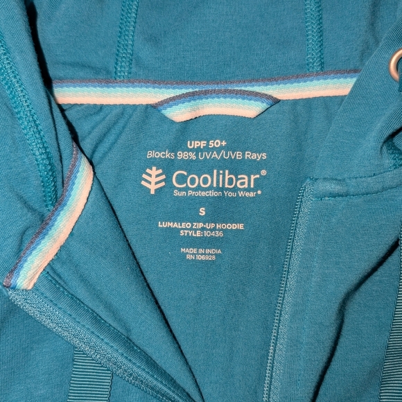 Coolibar Lumaleo Zip-Up Hoodie UPF Sun Protection Teal Blue Women's Small - Picture 8 of 11